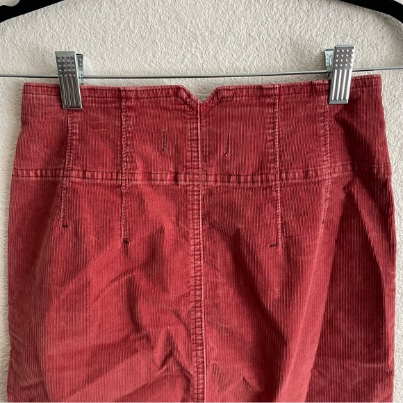 Free People We the Free Corduroy Zipper Front Skirt in Poppy Red - Picture 6 of 7